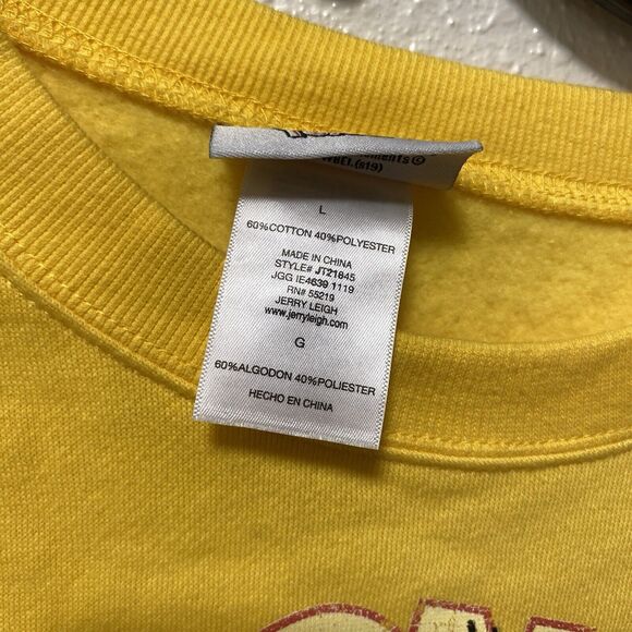 looney tunes large cropped sweater yellow l crew neck 90s Retro 80s Y2k r1 - Picture 4 of 11